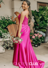 Miranda | A Line Lace Appliques Hot Pink Maxi Prom Dress Stores Near Me - Price #price_variant_lowest# - Hot Pink - PromDressClub
